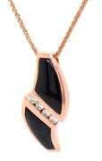 14kt Rose gold diamond and black onyx pendant on chain