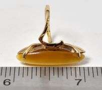 Interesting 10K Yellow Gold Cat's Eye Gemstone Ring
