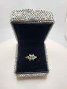 Victorian natural emeralds and diamond accent ring