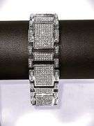 Huge 120 Gram Sparkling 18 Kt White Gold Plated Saratoga Link Bracelet
