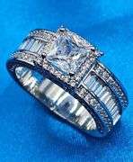 Stunning 14 Kt White Gold Plate 2.15 Ctw Princess Cut Simulated Diamond Ring
