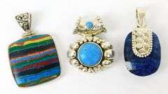 3 Sterling Silver Gemstone Pendants
