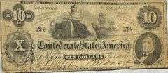 $10 Sept 2 1861 Confederate States Note.