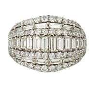 New 3.23ctw Baguette and Round Diamond Multi Row Statement Ring in 14K