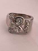 CERTIFIED ANTIQUE STYLE 14K WHITE GOLD DIAMOND RING