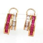 Easy to Wear 14K YG Ruby & Diamond Earrings