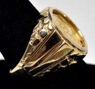 Charming 14K Yellow Gold Gold Panda Coin Men's Ring