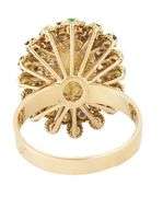 Oval Opal Cabochon and Multi-Gemstone Double Frame Cocktail Ring in 14K