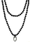 Black Spinel & Silver Diamond Clasp Necklace