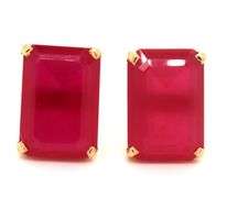 Beautiful 14K YG Synthetic Ruby Earrings