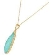 Amazonite Quartz Doublet and 0.25ctw Diamond Frame Teardrop Pendant Necklace in 14K