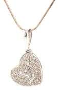 18kt White gold LV diamond heart shaped pendant on Italian chain necklace