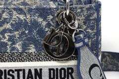 Dior blue off white Cannage Embroidered Canvas medium lady D lite tote