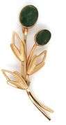 Gold plated Malachite flower brooch