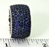 Incredible Wide 18K White Gold Band with Sapphires