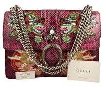 Gucci Purple Snakeskin Dragon Embroidered Medium Dionysus Shoulder Bag