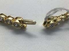 14K yellow Gold Tennis lab Diamond Bracelet