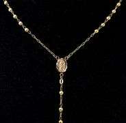 Graceful 14K Yellow Gold Rosery Cross Pendant Necklace