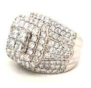 14kt White gold 3.20ctw PC and RBC double halo cluster ring