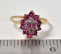 Timeless 10K Yellow Gold Ruby Gemstone and Diamond Ring