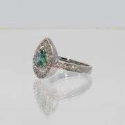 14 Kt White Gold Plate Sparkling 3.15 Ct Emerald Green Blue Lab Simulated Diamond Ring