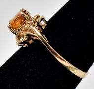 Adorable 10K Yellow Gold Citrine Gemstone and Diamond Ring