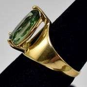 Green Gemstone Ring in Vermeil Sterling Silver
