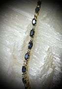 Classic 14K Yellow Gold Sapphire and Diamond Bracelet