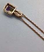 Set of 14K Rose Gold Chain with Diamonds & Bi-color Topaz Pendant & Ring