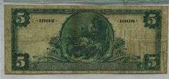 $5 Picture Back 1902 Series National Assn Bank of Ca SF PMG Choice 15