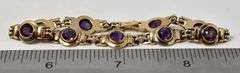 Beautiful 10K Yellow Gold Amethyst Gemstone Bracelet