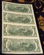 Three (3) World Monetary Exchange Uncut Sheets of 4 2003 $2 Bills w/ Folder & COA