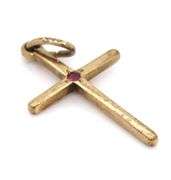 8kt Yellow gold ruby cross pendant