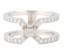 Penny Preville 1.00ctw Emerald and Round Diamond Double Row Engagement Ring in 18K