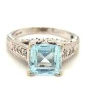 Modern 14K WG Blue Topaz Ring
