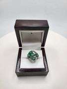 Victorian natural emeralds and diamond accent ring