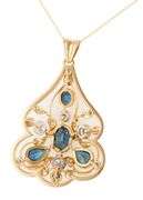 6.0ctw Sapphire and 1.75ctw Diamond Art Nouveau Pendant Necklace in 18K
