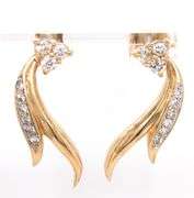 14kt Yellow gold 0.45ctw diamond drop swirl earrings
