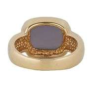 Blue Chalcedony Cabochon Bezel Set Solitaire Ring in 14K