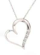 10kt White gold diamond heart shaped pendant on chain