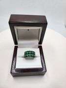 Victorian natural emeralds and diamond accent ring