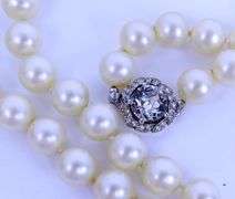 Vintage Crown Trifari Long Faux Pearl Necklace