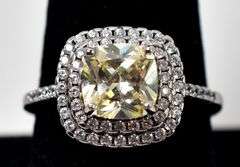 Yellow and White CZ Gemstone Ring in Sterling Silver