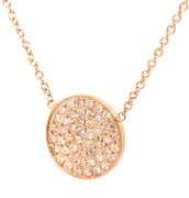 18kt Yellow gold 0.50ctw Pave diamond disc pendant on chain