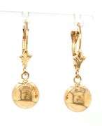 14kt Yellow gold ball lever back earrings