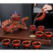 Porcelain Kungfu Tea Set Semi-Automatic Rotating Dragon