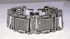 Huge 120 Gram 18 K White Gold Plated Saratoga Link Bracelet