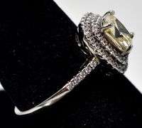 Yellow and White CZ Gemstone Ring in Sterling Silver
