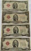 1928 D- G Red Seal $2 US Notes.