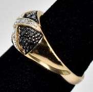 Alluring 14K Yellow Gold Black Spinel Gemstone and Diamond Ring